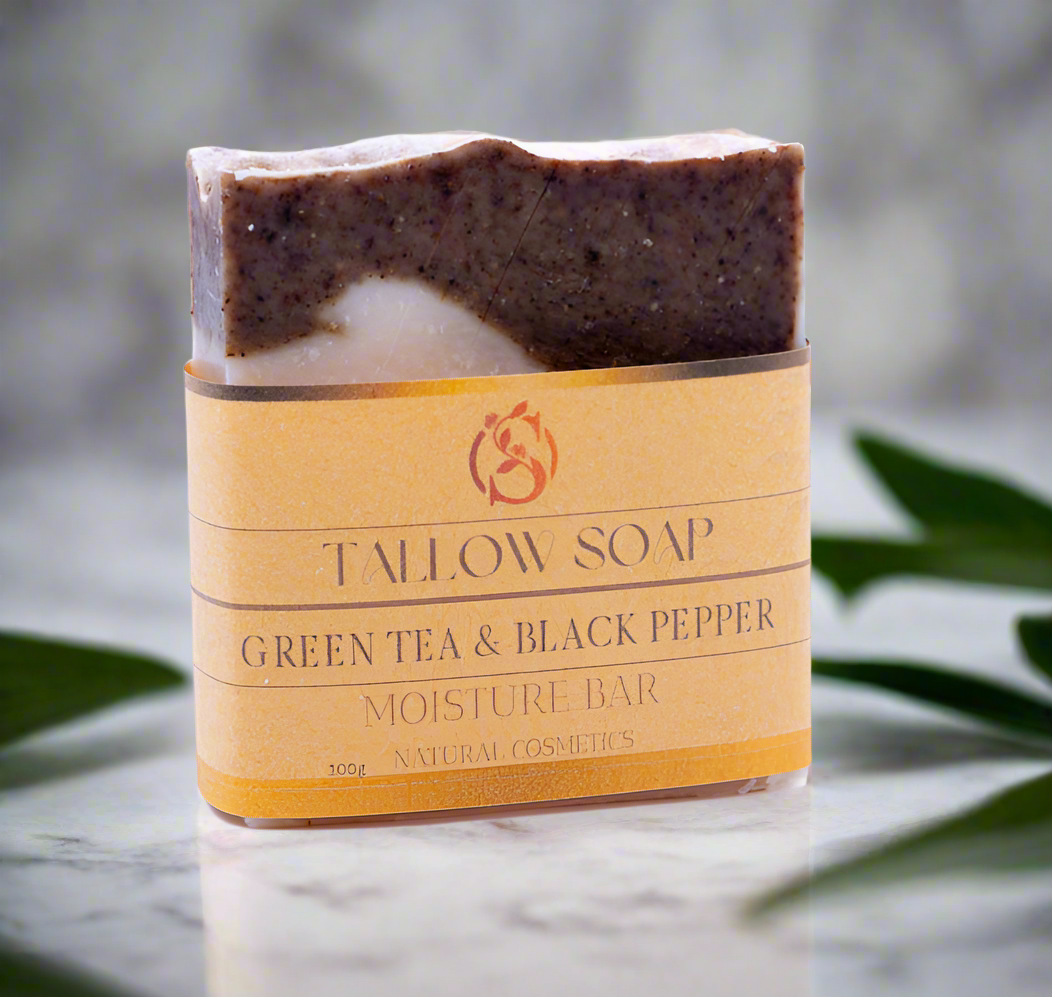 Green Tea & Tallow Natural Soap - Lemon & Pepper